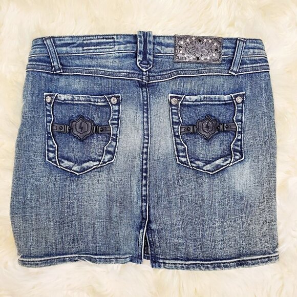 Rerock Blue Denim Jean Mini Casual Skirt SALE - Picture 1 of 9